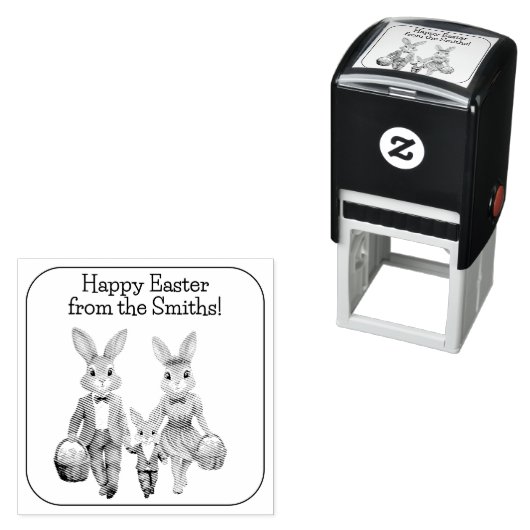 イースターバニー家族が卵を追いかける セルフインキングスタンプ (インサイチュ)