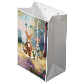 イースターバニー家族が卵を追いかける ミディアムペーパーバッグ (正面アングル)