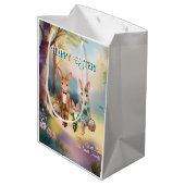 イースターバニー家族が卵を追いかける ミディアムペーパーバッグ (裏面アングル)