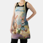 イースターバニー家族が卵を追う – 水色 エプロン (インサイチュ)