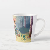 イースターバニー家族が卵を追う – 水色 カフェラテマグ (右)