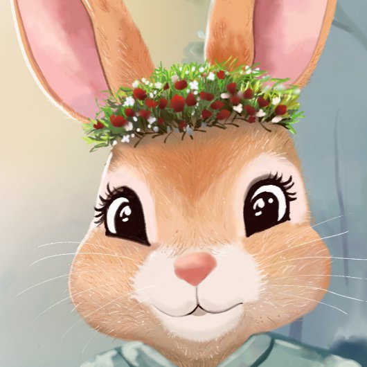 イースターバニー家族が卵を追う – 水色 カード