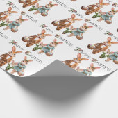 イースターバニー家族が卵を追う – 水色 ラッピングペーパー (角)