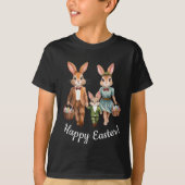 イースターバニー家族 卵をさがす Tシャツ (正面)