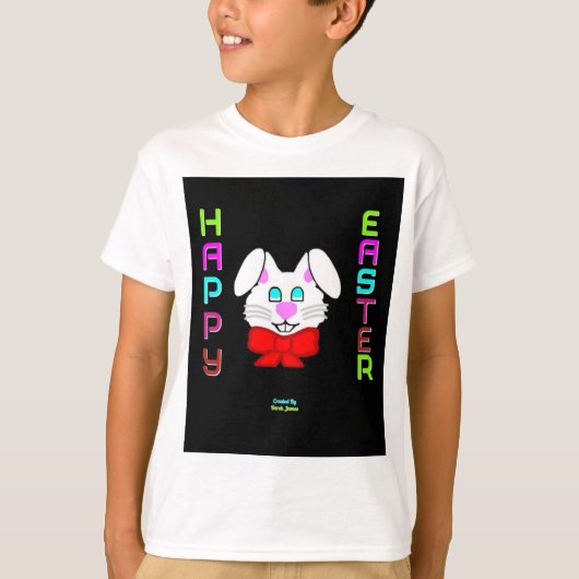 イースターバニー少年ホワイトベーシックTシャツ Tシャツ (正面)