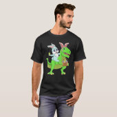 イースターバニー恐竜Tレックスイースターキッズボーイ Tシャツ (正面フル)