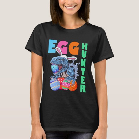 イースターバニー恐竜Tレックス子供の卵狩りEa Tシャツ (正面)