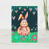 イースターバニー恵みハートかわいいインスピレーション カード (正面)