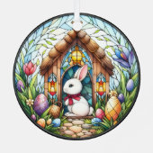 イースターバニー教会の卵ステンドグラスの花 メタルオーナメント (裏面)