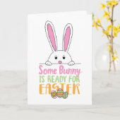 イースターバニー日卵のため準備完了ぴょん カード (黄色い花)