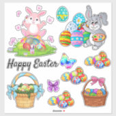 イースターバニー春カラフルホリデイ&おもしろいウィンドウ シール (シート)