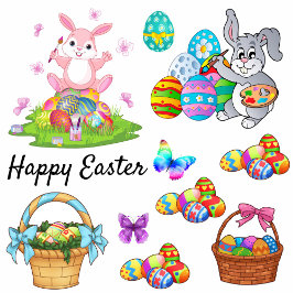 イースターバニー春カラフルホリデイ&おもしろいウィンドウ シール