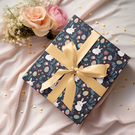 イースターバニー春パターン ラッピングペーパー