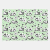 イースターバニー春フローラルパターン ラッピングペーパーシート (正面3)