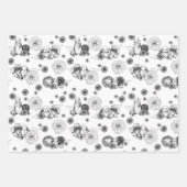 イースターバニー春フローラルパターン ラッピングペーパーシート (正面2)