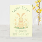 イースターバニー最高のプレスクール先生エバーイエロー カード (黄色い花)