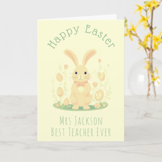 イースターバニー最高のプレスクール先生エバーイエロー カード (黄色い花)