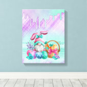 イースターバニー格言とバスケット卵 キャンバスプリント (インサイチュ (ウッドフロア))