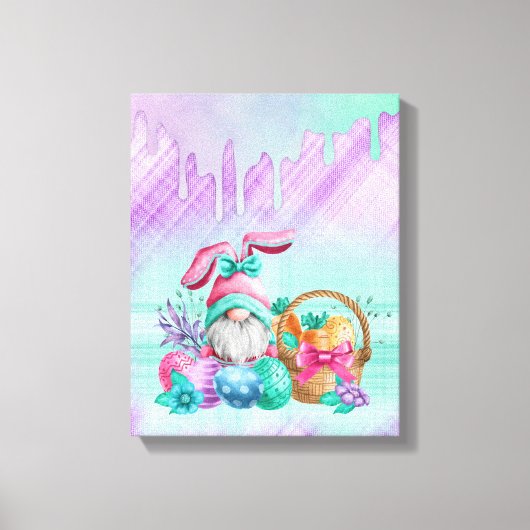 イースターバニー格言とバスケット卵 キャンバスプリント (正面)
