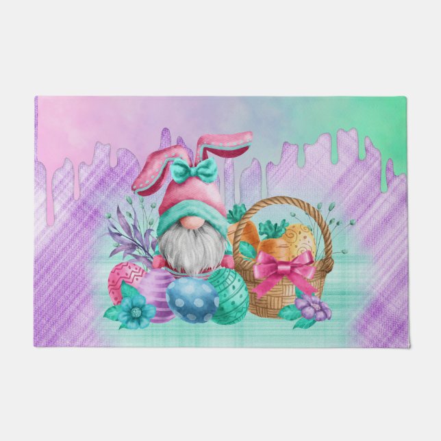 イースターバニー格言とバスケット卵 ドアマット (正面)
