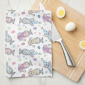 イースターバニー格言パターン キッチンタオル (四つ折り)