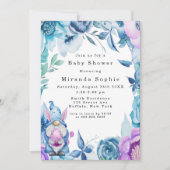 イースターバニー格言パープルブルーピーニーベビーシャワー 招待状 (正面)