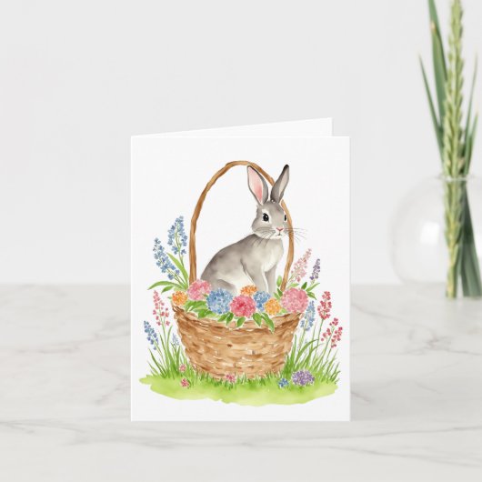 イースターバニー水彩イースターカード4 サンキューカード (正面)