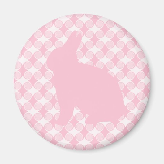 イースターバニー渦巻き磁石、ライトピンク マグネット (正面)