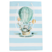 イースターバニー熱気球&春の花 ミディアムペーパーバッグ (正面)