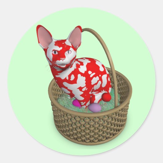 イースターバニー猫 ラウンドシール (正面)