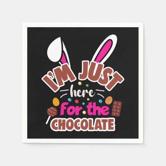 イースターバニー私はチョコレートのためにここにいる スタンダードカクテルナプキン (正面)