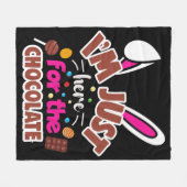 イースターバニー私はチョコレートのためにここにいる フリースブランケット (正面(横))