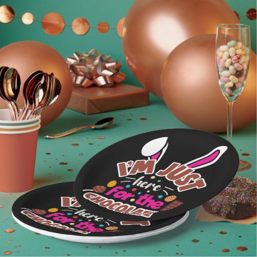 イースターバニー私はチョコレートのためにここにいる ペーパープレート (複数)