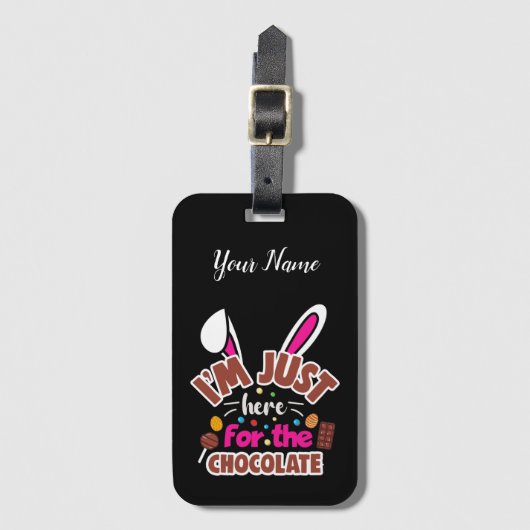 イースターバニー私はチョコレートのためにここにいる ラゲッジタグ (正面縦)