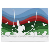 イースターバニー紙カットグリーン自然春 ラージペーパーバッグ (正面)