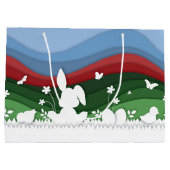 イースターバニー紙カットグリーン自然春 ラージペーパーバッグ (裏面)