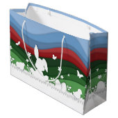 イースターバニー紙カットグリーン自然春 ラージペーパーバッグ (裏面アングル)