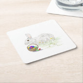 イースターバニー紙 スクエアペーパーコースター (アングル)