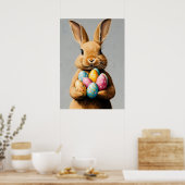 イースターバニー絵を描ポートレート ポスター (キッチン)