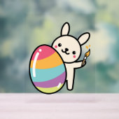 イースターバニー絵画エッグかわいい可愛い アクリルサイン (ニュートラル)