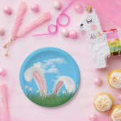 イースターバニー耳とデイジー ペーパープレート (パーティー)