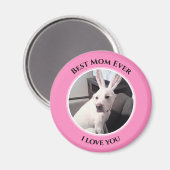 イースターバニー耳ママと甘い白い子犬 マグネット (正面/裏面)