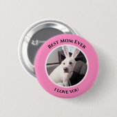 イースターバニー耳ママと甘い白い子犬 缶バッジ (正面&裏面)