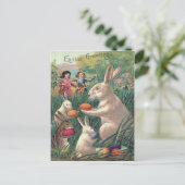 イースターバニー色の卵ビクトリアンの女性 シーズンポストカード (スタンド正面)