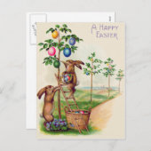イースターバニー色の卵木 シーズンポストカード (正面/裏面)