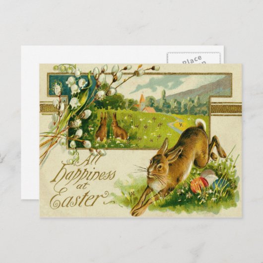 イースターバニー色卵教会 シーズンポストカード (正面/裏面)