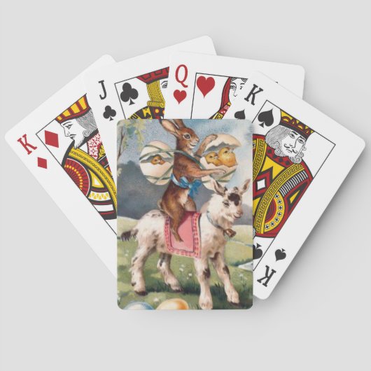 イースターバニー色彩の鮮やかシック色の卵ヤギ トランプ (裏面)