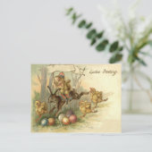 イースターバニー色彩の鮮やかシック色卵旗 シーズンポストカード (スタンド正面)