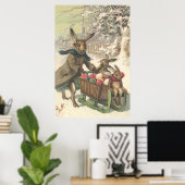 イースターバニー色彩の鮮やか色卵そり雪 ポスター (ホームオフィス)