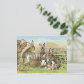 イースターバニー色彩の鮮やか色卵フィールド シーズンポストカード (スタンド正面)